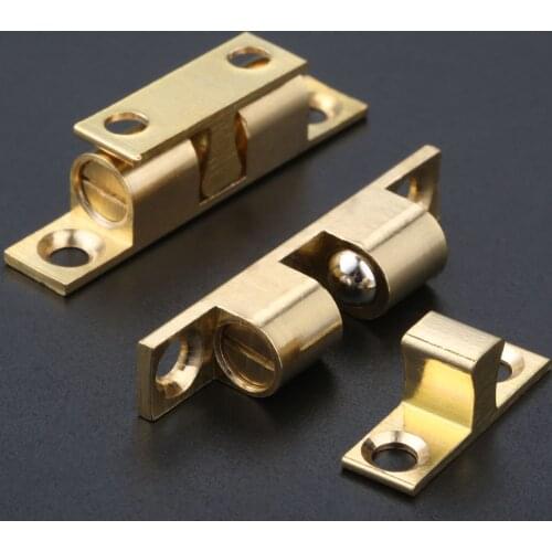 1pc Copper Dual Ball Touch Catch Cupboard Drawer Cabinet Door Latch Clip Lock Hardware 42mm Bronze Brass Hardware Accessories