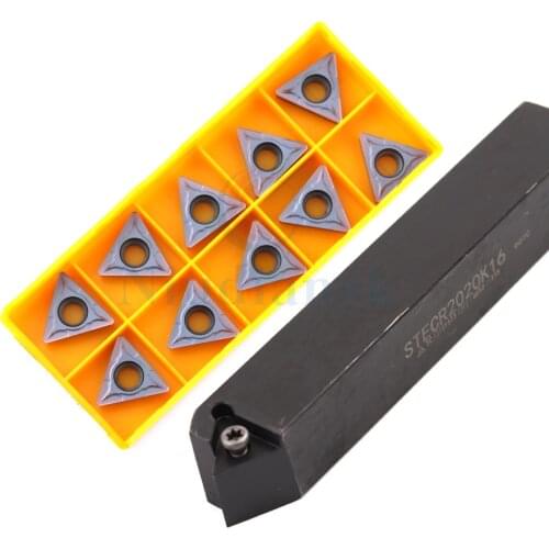 1pc STECR2020K16 STECR2525M16 CNC machine tools finishing External turning toolholder+10pcs TCMT TCGT Triangular aluminum insert