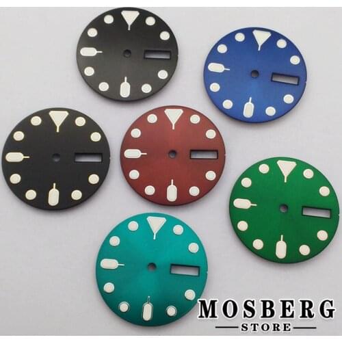 28.5mm Sterile Green Luminous Suitable for 3 o'clock 3.8 o'clock Watch Dial With Date Window Accessories For NH36 NH36A Movement