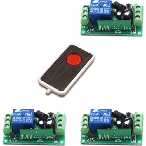 315/433MHZ DC9/12/24V 1CH RF Wireless Remote Control Switch System 1Transmitter &3Receiver Household Intelligent Remote Control