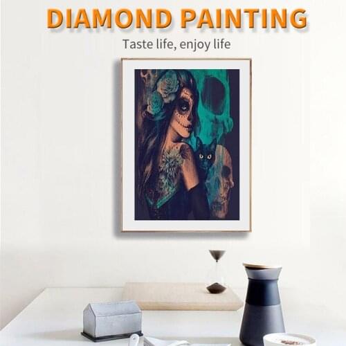 5D DIY Diamond Painting Skeleton Girl Embroidery Full Drill Cross Stitch Mosaic Rhinestone Home Decor Handmade Gifts