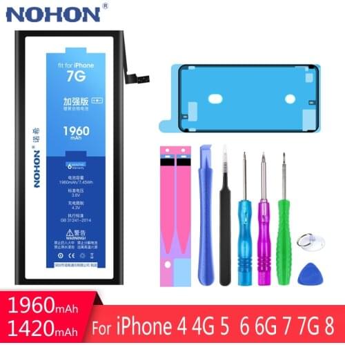 NOHON Battery For iPhone 7 8 6 5 4 Replacement Battery iPhone7 iPhone6 iPhone5 iPhone4 iPhone8 High Capacity Bateria Free Tools