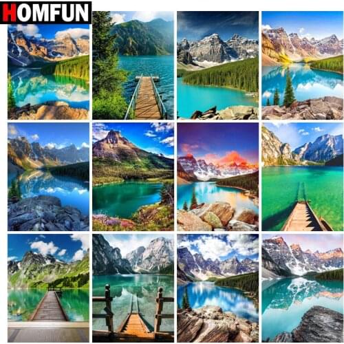 HOMFUN Diamond painting "Waterhole scenery" Full Square/Round Drill Wall Decor Inlaid Resin Embroidery Craft Cross stitch