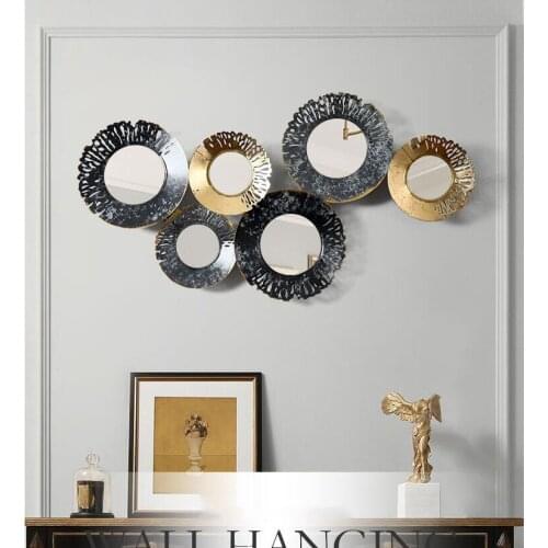 American Luxury Wrought Iron Mirror 3D Wall Sticker Crafts Home Livingroom Background Wall Hangings Hotel Wall Mural Decoration