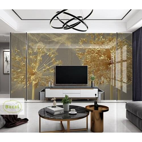 Bacal Custom wallpaper home decor mural European luxury abstract gold dandelion living room walls 3d wallpaper papel de pared