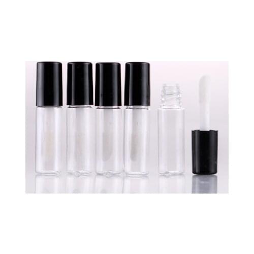 Free Shipping 10pcs/Lot 1.2 ml High Quality Empty Clear Lip Gloss Tube black Lip Balm Bottle Container In Refillable Bottles