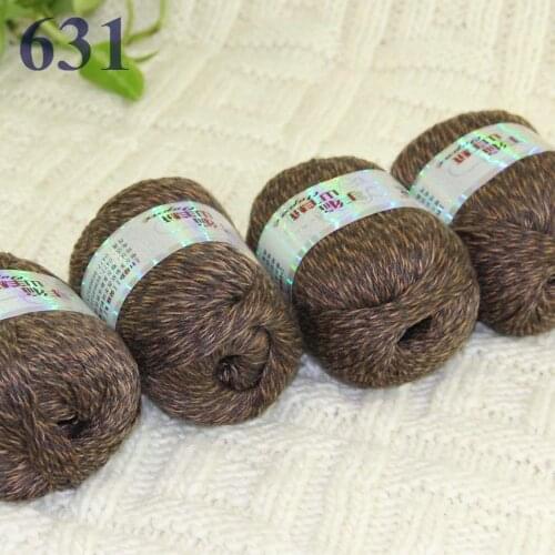 Free Shipping 4X50g balls High quality 100% pure cashmere luxury warm soft hand knitting yarn Coffee Khaki Brow 233-631-4