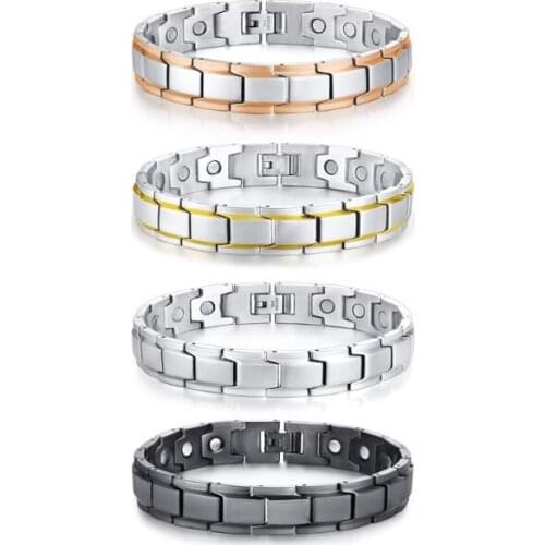 Choose Four Color For Mens Health Jewelry Titanium steel Magnetic Stone magnet germanium bracelet Bangle 12mm 8.26