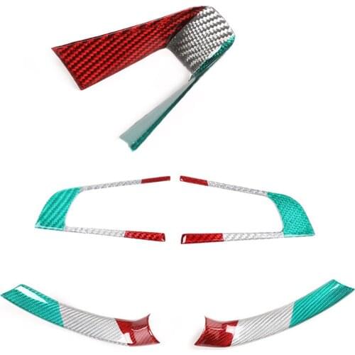 3Colors Real Carbon Fiber Steering Wheel Button Cover Decorative Trim Fit for Alfa Romeo Giulia 2017 2018 2019 Car Accessories