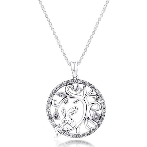 CKK Authentic 925 Sterling Silver Necklaces for Women Family Roots Necklace Jewelry collier 925 colgantes