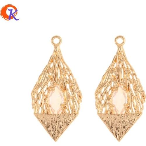 Cordial Design 30Pcs 13*27MM Jewelry Accessories/CZ Charms/DIY Making/Genuine Gold Plating/Earring Findings/Hand Made/Pendant
