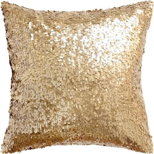 18*18" Wedding Home Decorate Sequin Sparkle Bling Bling Metallic Pillow Cover Golden Decorative Cushion Cover for Sofa