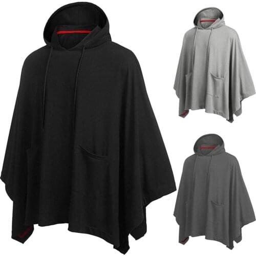 Long Coat Men 2020 New Spring and Autumn Fashion Casual Mens Solid Hood Cloak Loose Hip Hop High Quality Mens Hoodies