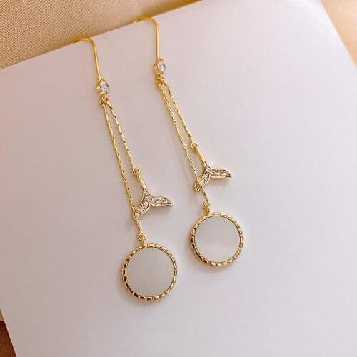 Fishtail long tassel earrings 2020 new wave earrings Korean temperament ear hook hypoallergenic exquisite Fashion Stud Earrings