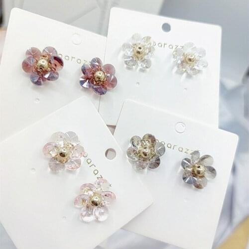 Korea Sparkling Crystal Earrings For Sweet Girls Super Fairy Crystals Flower Earrings s925 Silver Needle Shiny Jewelry Earring