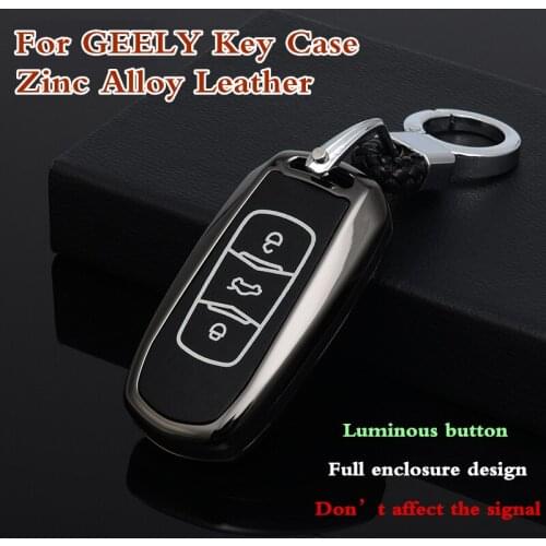 Luminous button Zinc alloy leather Car Key case shell cover For Geely Emgrand X7 EmgrarandX7 SUV EX7 GT GC9 borui GE Atlas Boyue