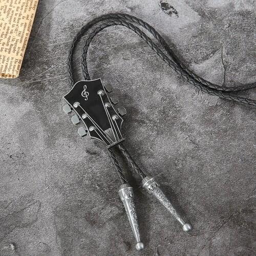 European and American popular guitar musical instrument leather bow tie wild adjustable dripping necklace