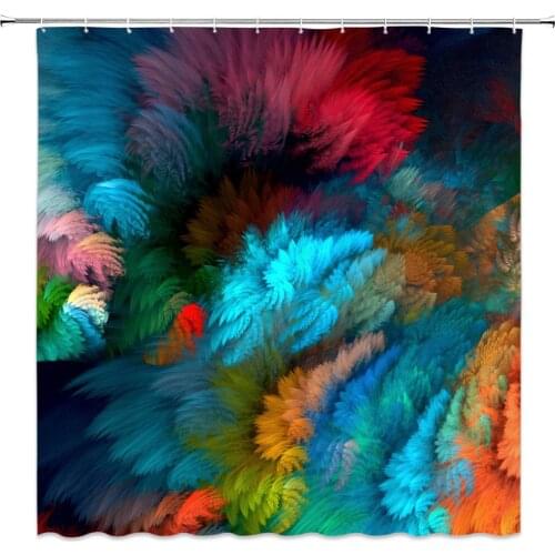 Colorful Art Decor Beautiful Watercolor Abstract Bathroom Curtain