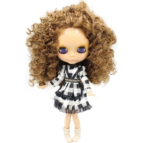 ICY DBS Blyth Doll Serires No.BL0623 Curly Brown hair JOINT body burning skin with big breast 1/6 BJD