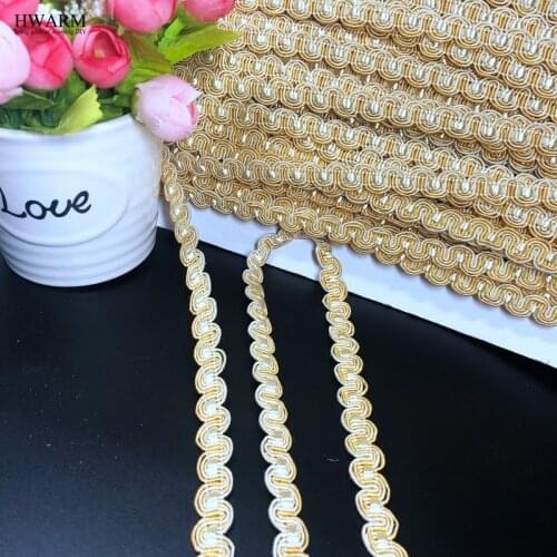 10Yard High Quality 13MM Gold Lace Ribbon Trim christmas wedding decoration for home DIY handwork curtain pillow hat accessories