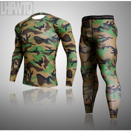 Mens Camouflage Thermal underwear set Long johns winter Thermal underwear Base layer Men Sports Compression Long sleeve shirts