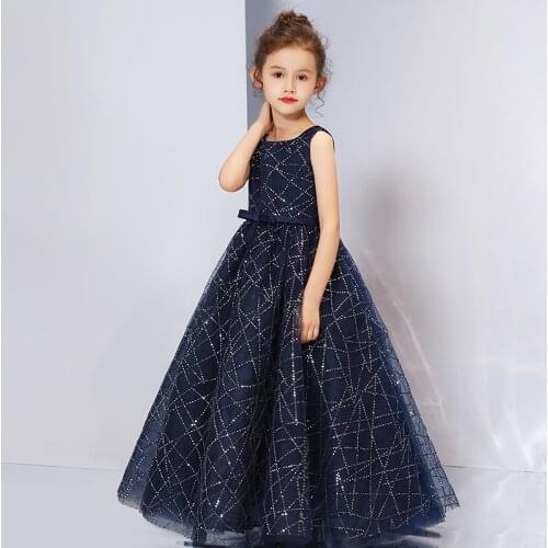 Girls' Beading Party Embroidery Dress Flower Girls' Beaded Wedding Garment Party Dress Childrens Pengpeng Show Costume