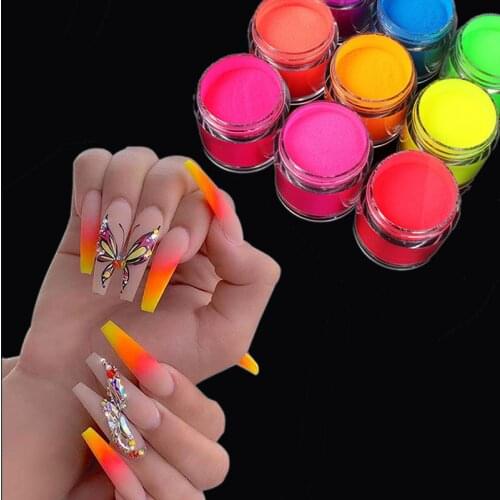 Acrylic Dipping Nail Powders Neon Carving Extension Polymer Gradient French Nails Crystal Manicure Art Decorations