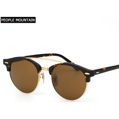 Hot Round Acetate Tortoise Frame Men Sunglasses Lunettes Soleil Femme UV400 Women Sun Glasses Mirror Brown Glass Lenses