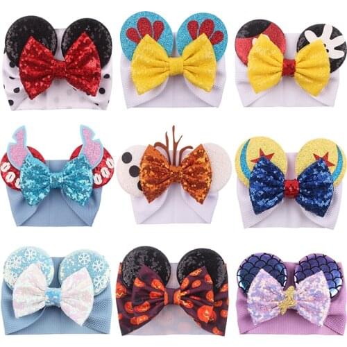 Mouse Ears Headband 2021 Arrival Glitter Sequins Bows Donut Wholesale Hair Band for Girls Hair Accessories Baby Girl Headbands