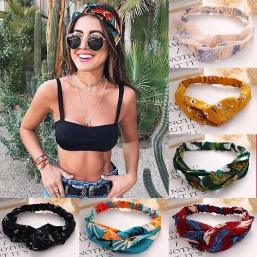 2021 New Design Fashion Women Summer Style Headbands Bohemian Girl Cross Turban Bandage Bandanas Hairbands Hair Accessories