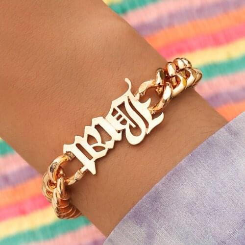 Aprilwell Steampunk Letter Brat Bracelet For Women Gift Egirl Friend Aesthetic Armband Gold Jewelry Wrist Chain Body Schmuck