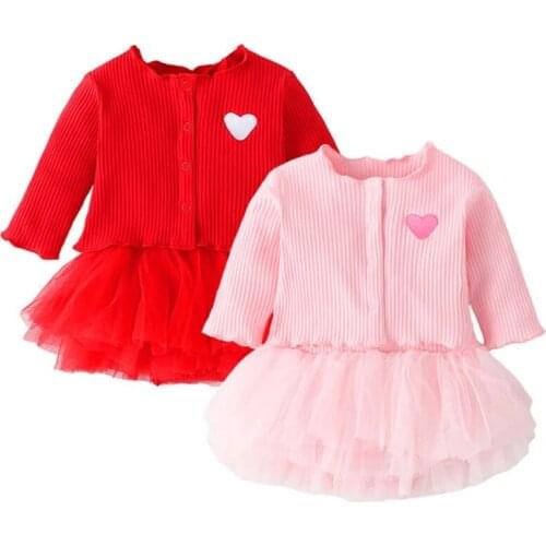 Christmas Dress For Baby Girls Clothes Spring Autumn Knitting Coats+Tutu Princess Dress Newborn Infant 1st Birthday Party Dress