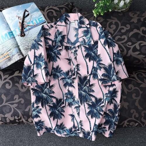 Summer Shirts For Men Short Sleeved Shirts Loose Beach Flower Shirt Hawaiian Harajuku Seaside Vacation Travel Upper Clothes Tide