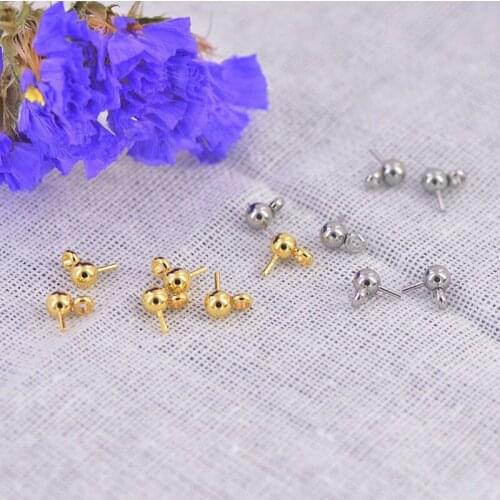 100pcs Stainless Steel with Hanging Bead Pins Connecter for Earring DIY Jewelry Finding