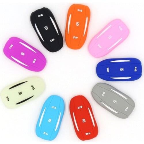 Silicone Key Cover Remote Fob Pocket for Tesla Model S Silicon Key Covers Case Holder 75D 90D P100D Keychain Styling
