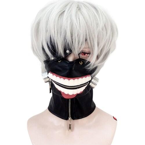 Tokyo Ghoul Kaneki Ken Wig Short Silver Grey Hair Cosplay Anime Wigs for Halloween Carnival Party Events Halloween Outfit