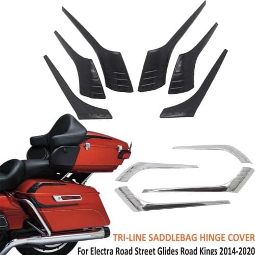 FOR HARLEY Road Kings Electra Street Glides 2014-2020 2019 Motorcycle Tri-Line Saddlebag Hinge Cover Tour-Pak Accents Trim Lid
