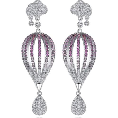 Zlxgirl jewelry Brand Cubic Zircon Stud Baiyun inflatable ball Earring gifts High End wedding bridal brincos Free velvet bags