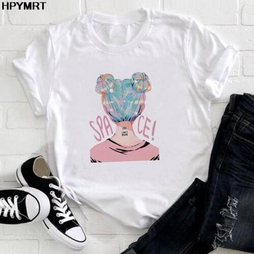 New Summer Women T Shirt Space Girl Printed Female T-shirt Casual Loose Short Sleeve O-Neck Tops camisetas mujer Tshirt Tops Tee