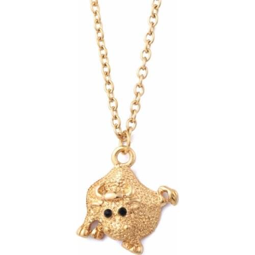 2018 New Arrival Fashion Jewelry Gold Color Bull Pendant Necklace for Women Cute Cow Rhinestone Necklace