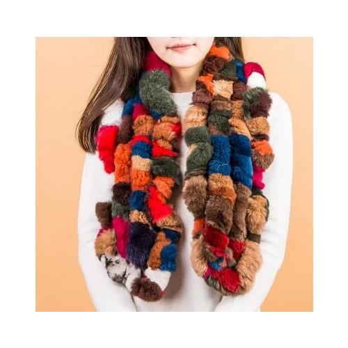 Winter womens 100% genuine rabbit fur scarf rex rabbit hair scarf female winter thicken thermal warm long fur scarf shawl