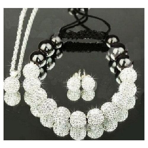 10mm jfg4 mixed AB clay disco Crystal crystal set Bracelet earring necklace Jewelry Bangles silver plated chain