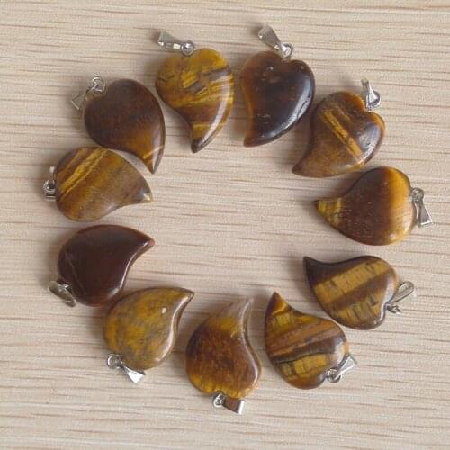 2018 trendy bend heart tiger eye stone charms pendants for jewelry making hight Quality Wholesale 50pcs/lot free shipping