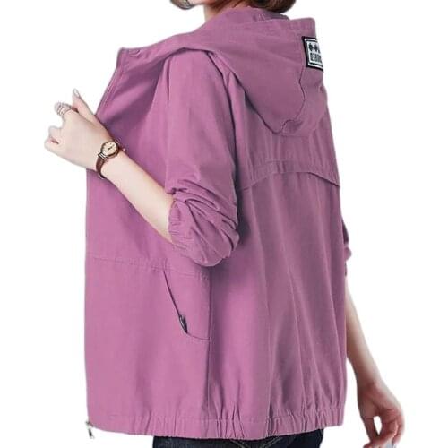2020 Fashion Thin Women Jacket Spring Autumn Casual Hooded Female Windbreaker Middle-aged Mother Outwear Coat Plus Size 5XL H32