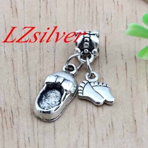 5Pcs Zinc Alloy Charm Pendants Cute Baby Feet & Shoes For Jewelry Making Bracelet Findings B-42