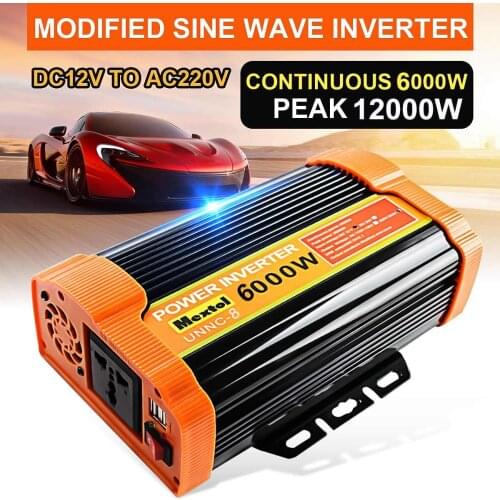 Car Inverter 12V 220V 6000W 12V Dc To 220V Ac Modified Sine Wave Voltage Converter Car Power Inverter Charger Converter Adapter
