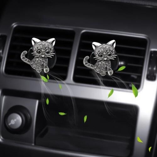Car Air Vent Perfume Auto Outlet Air Freshener Car Aroma Diffuser Air Conditioner Adornment Clip Diamond kittens Molding