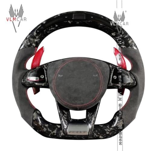 Private custom carbon fiber steering wheel for C-class W205 / CLA W117/GLA /CLA forged carbon LED lights
