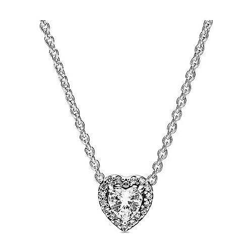 2019 NEW 100% 925 Sterling Silver Lofty Heart Temperament Necklace Clear CZ Fit Girl Original Fashion Jewelry Clavicle Chain