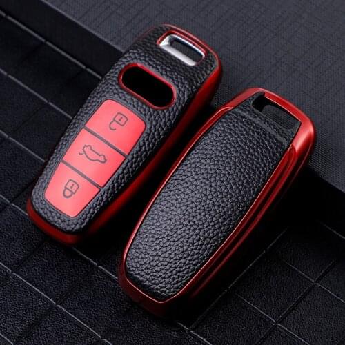 Car Key Case Protector Cover For Audi A6 A6L A7 A8 Q8 E-tron C8 D5 2018 2019 2020 Auto Key Holder Shell Accessories Car Styling